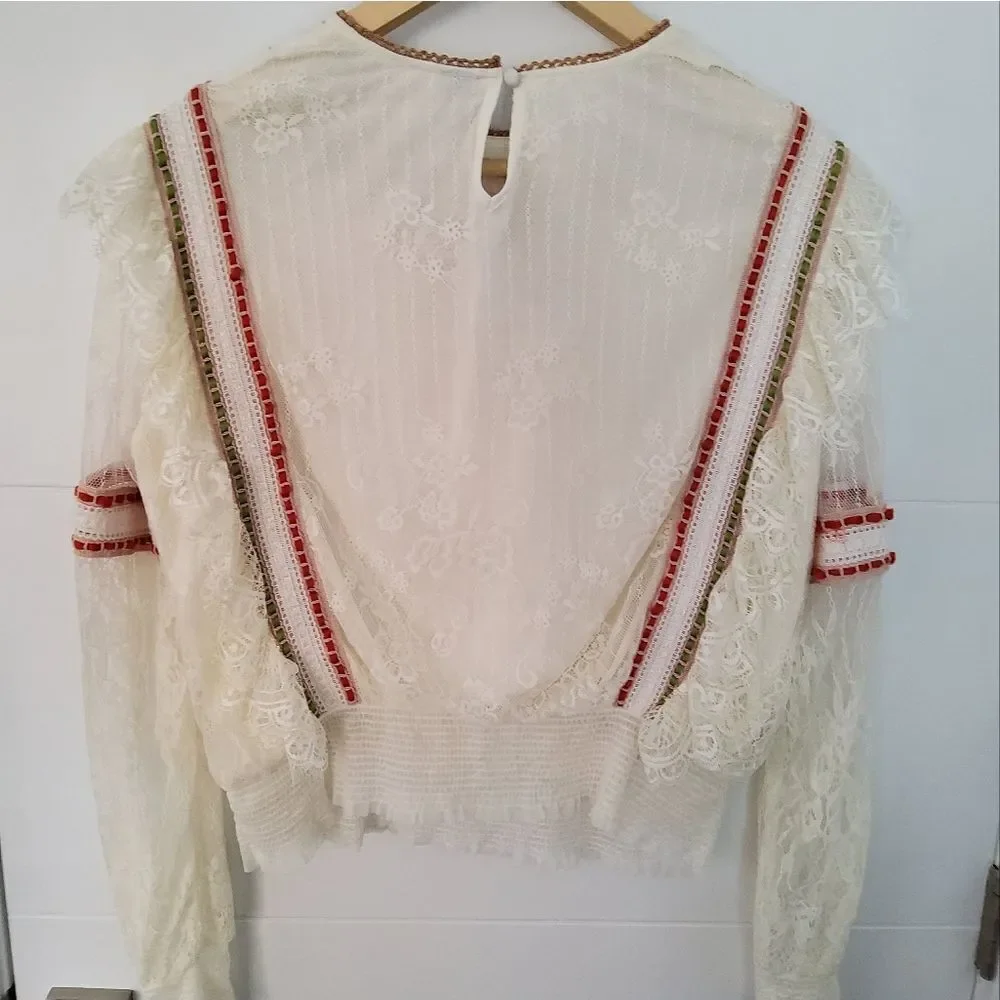 Anthropologie Bl^nk London Tali Lace Top Blouse Size M